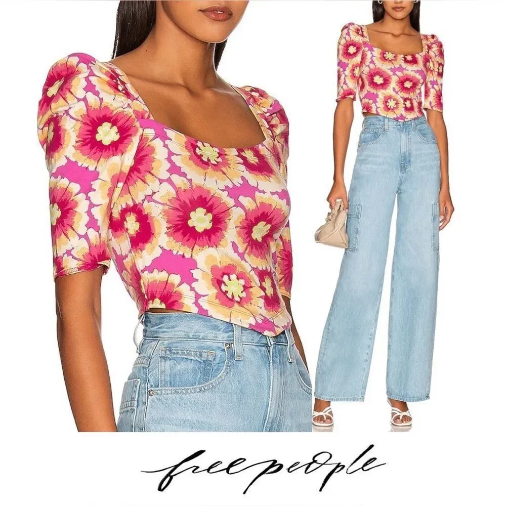 Women’s Free People “Give Me More” Crop Top in Pop Combo Design
